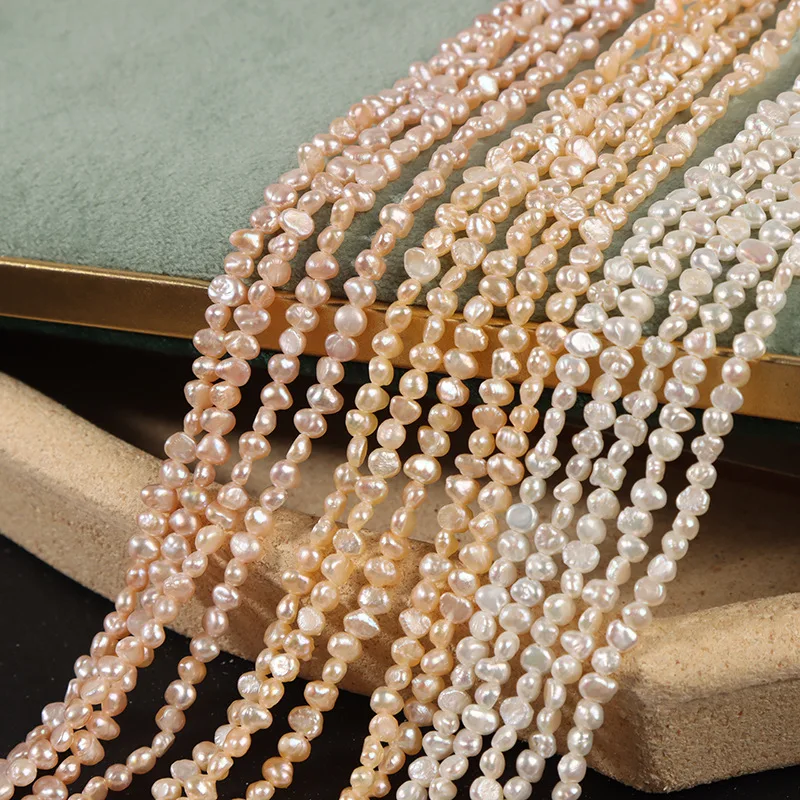 3-3.5mm White Freshwater Loose Baroque Pearls Strands Natural Irregular Baroque Pearls for Jewelry Use