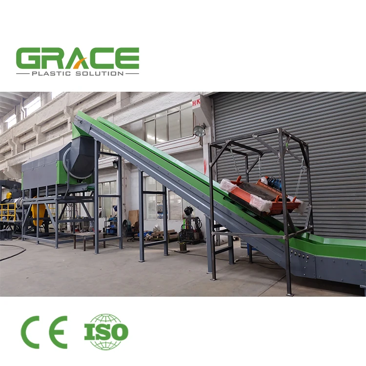 Grace Machinery Small Recycled Plastic Sheet Prediction Line Pet Flakes Crushing Recycling Washing Machine