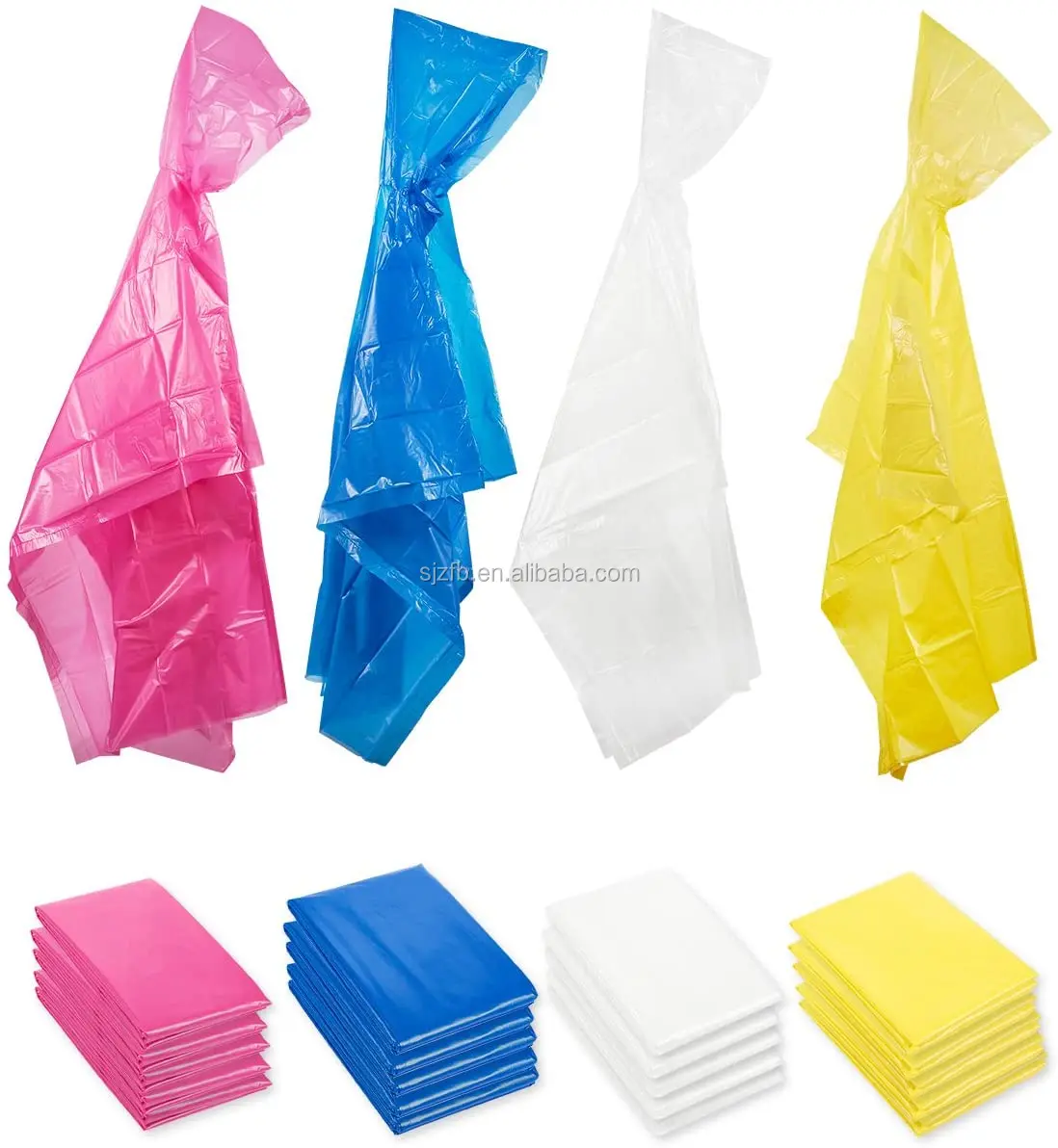 Cartoon printed disposable yellow PE poncho for adults and children