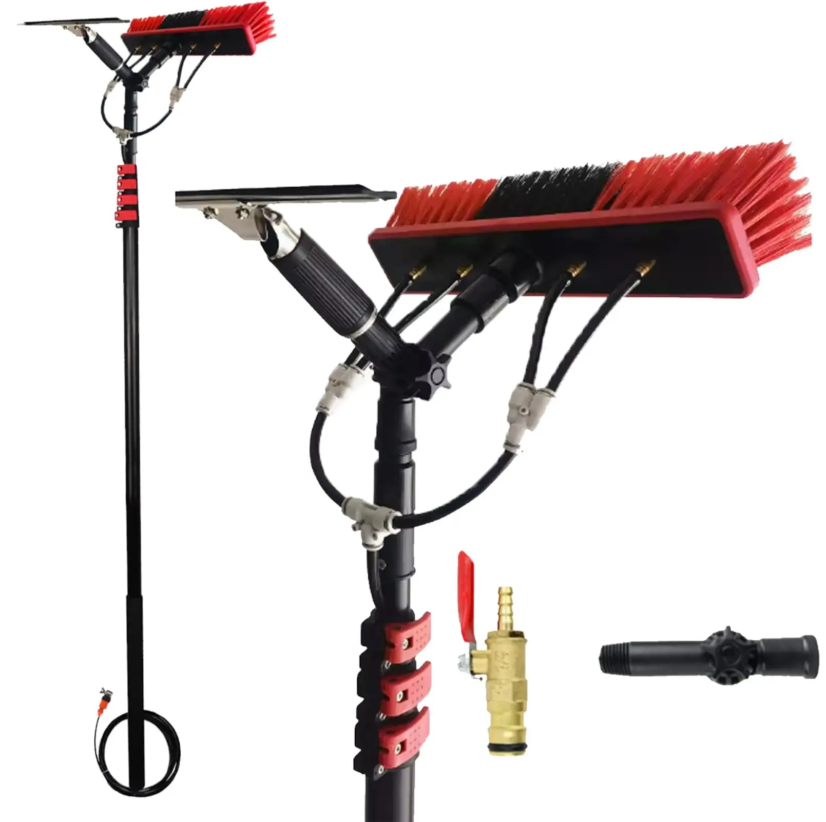 2024 High Quality Ultra Light Water Fed Poles Telescopic Pole Glass Telescopic window Tool Solar Panel Cleaning system Brushes