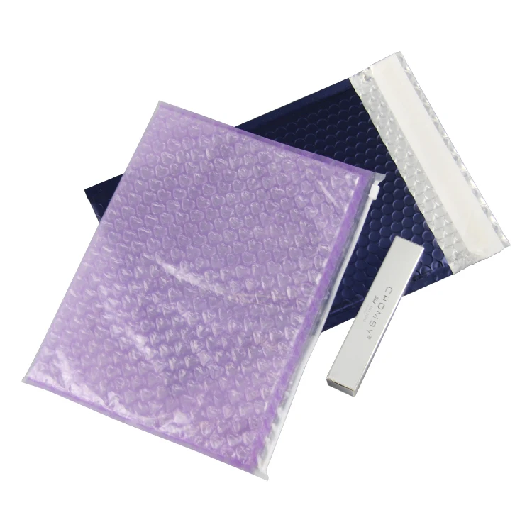 Custom logo silver black white pink purple cosmetic zipper shipping packaging poly bubble mailer padded envelopes bag
