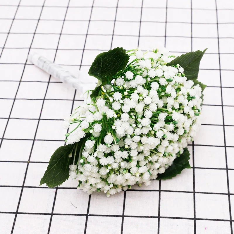QiHao Wholesale Bride Bridal Holding Gypsophila Bunch Flower Bouquet Artificial Baby breath Flower for Wedding