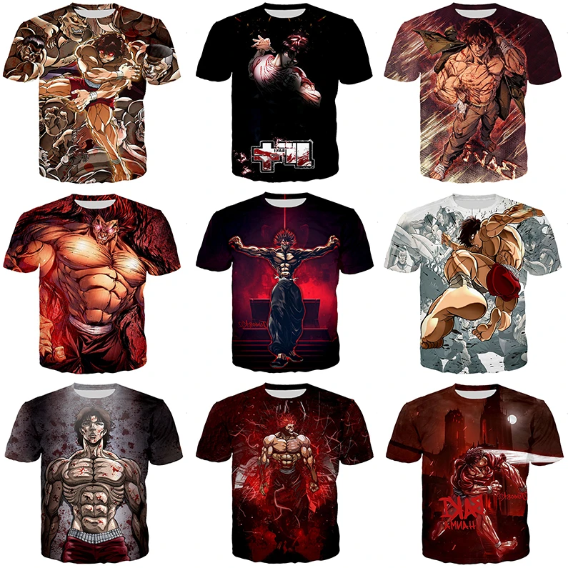 New FashionJapanese Anime Baki Hanma 3D Printed T-Shirt For Men Casual 3D Digital Printing tshirt All Over Print Graphic T Shirt