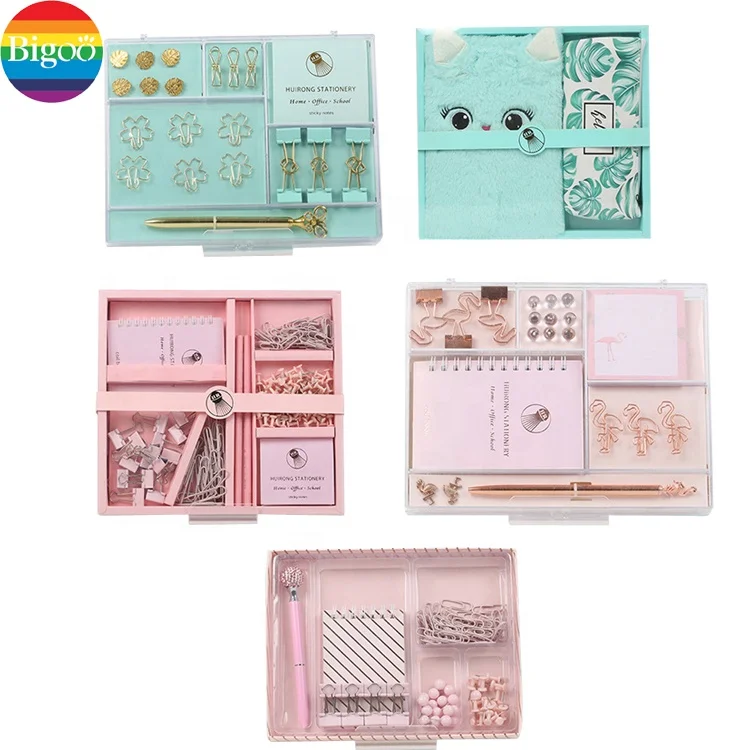 Candy color set of stationery set with assorted pieces in box package customized for office and school gift promotional