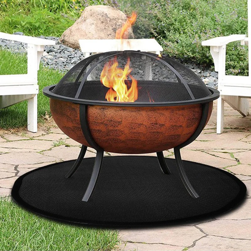 36'  Fire Pit Mat Grill Mat for Protector Deck Patio Lawn Outdoor Campsite Round Fireproof Pad