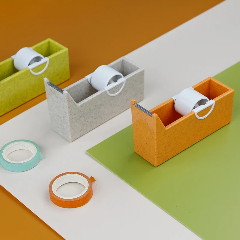 Customized Color Plastic Wheat Straw Hand Held Cutter Tape Dispenser For Office