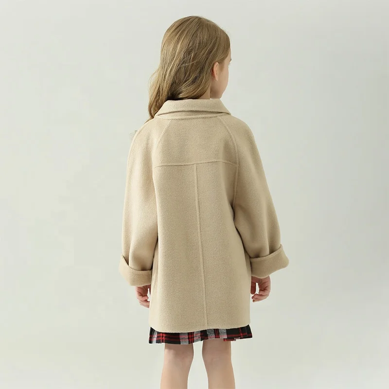 Classic Double Breasted Child Cashmere Coats Winter Wool Trench Coat For Kids
