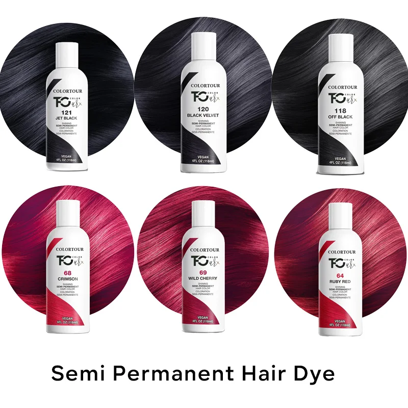 Wholesale Crimson Red Color semi permanent hair color dye for dark hair without bleaching