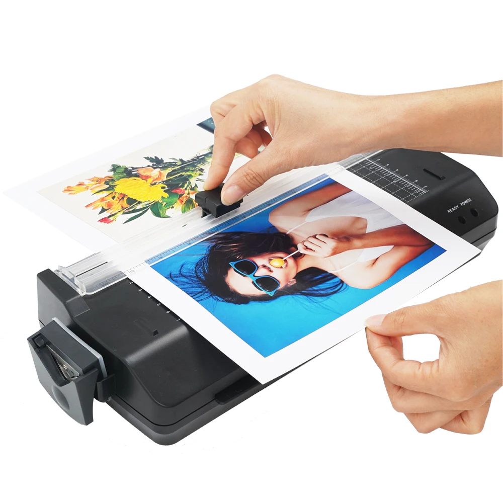 Portable Office Presentation Laminators 2 in 1 Thermal & Cold A4 Laminator Machine with Build in Paper Trimmer