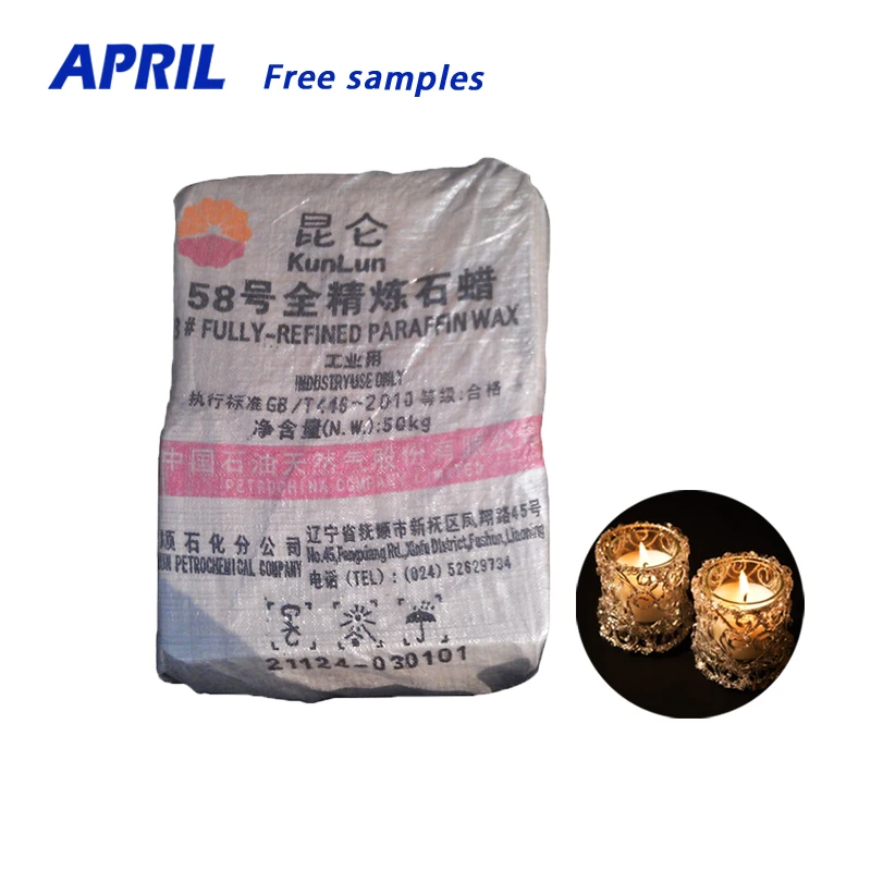 Wholesale Kunlun Fully Refined /semi-refined Paraffin Wax 58-60 for candle making 8002-74-2