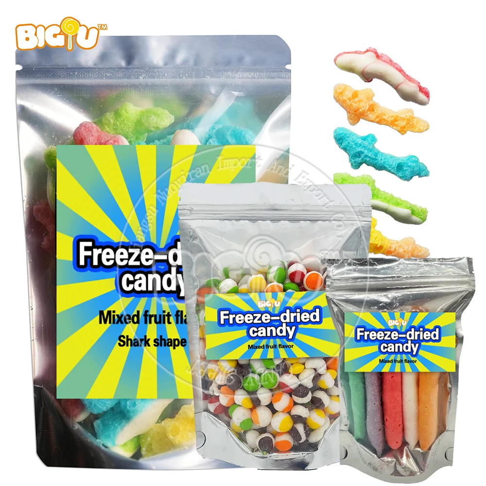 Candy factory wholesale high quality mixed shapes halal freeze dried candy free sample