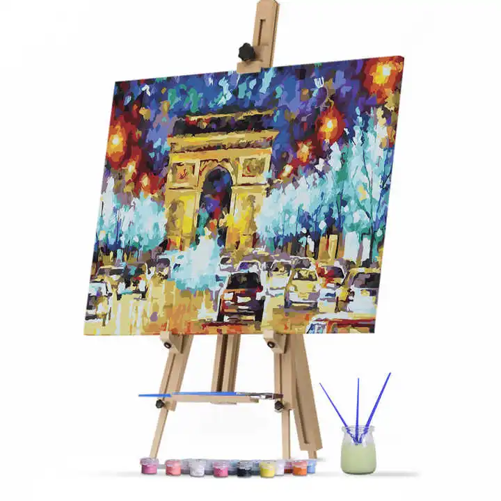 Impressionist Picture Custom Famous Arc de Triomphe Paris Street Landscape Diy Acrylic Paint by Numbers