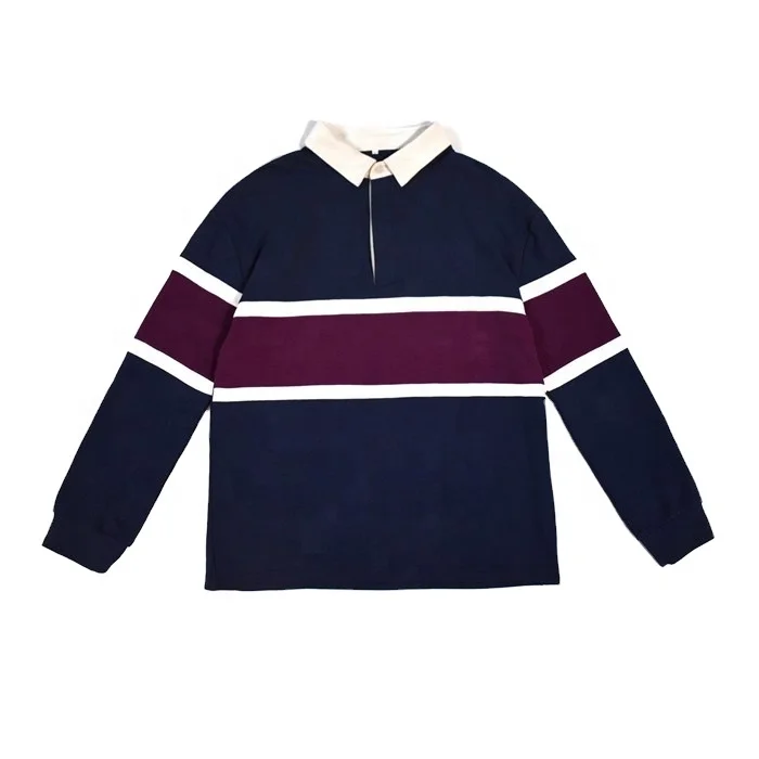 Long sleeves 100% cotton custom rugby jerseys