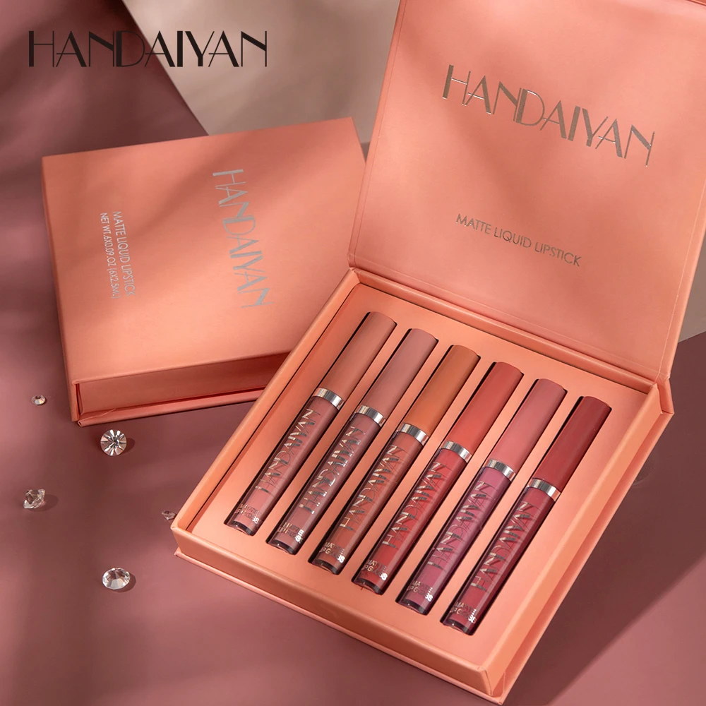 HANDAIYAN Natural Matte Lipstick 6 Gift Box Set Non-stick Cup Lipstick Set