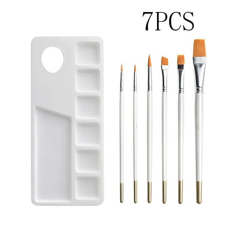Art Tools 7-Piece Set Palette DIY Paint Tray Spike Flat Peak Slant Peak Combination Acrylic Pen