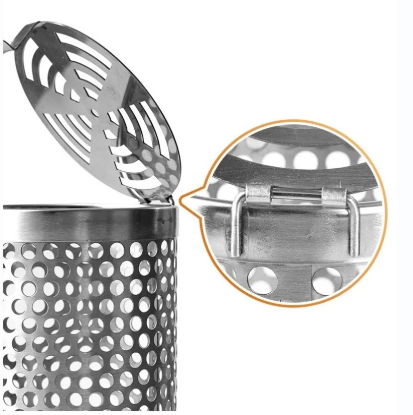 Portable New Design  Round Tube Cylinder Rolling Grilling Basket Stainless Steel Grill Mesh Useful Rolling Grilling Basket