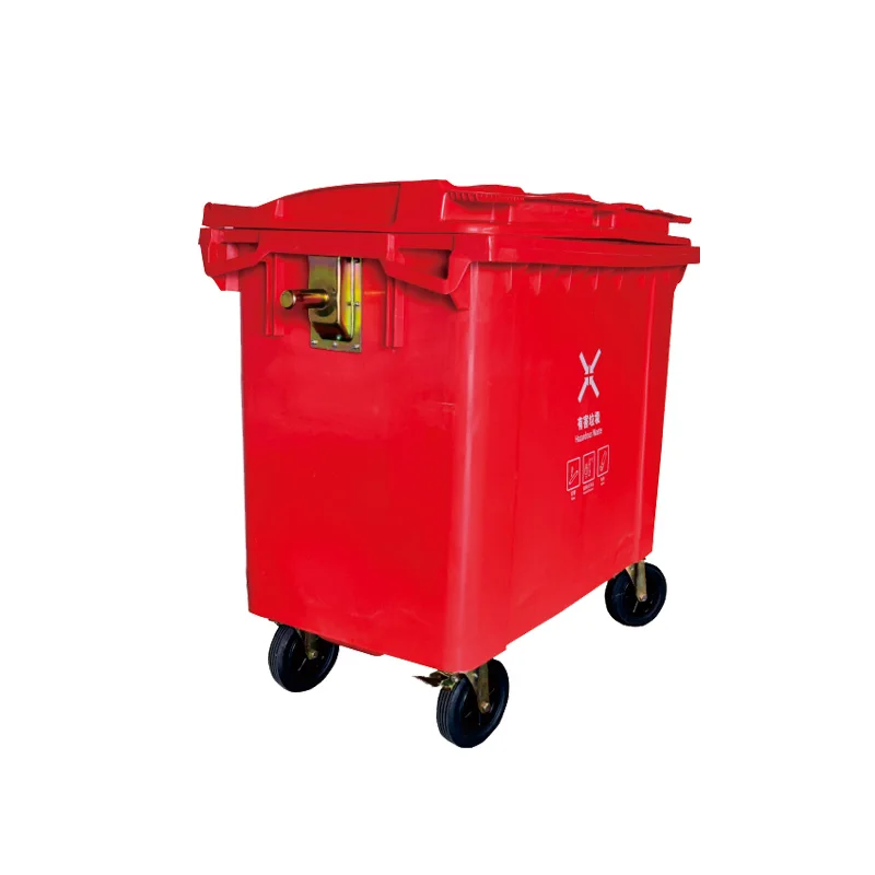 Large Outdoor 660L Public Mobile Wheelie Waste Bin Plastic Street Dustbin with Lid for Garbage Container Service Equipment
