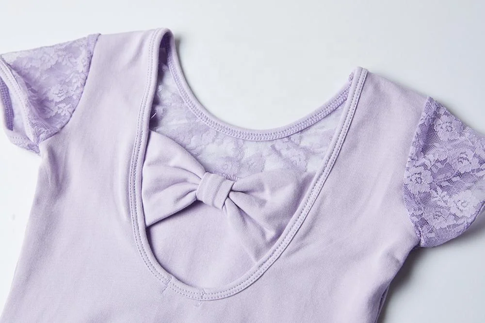 Недорогие кружевные балетные трико с коротким рукавом для девочек, детские балетные трико