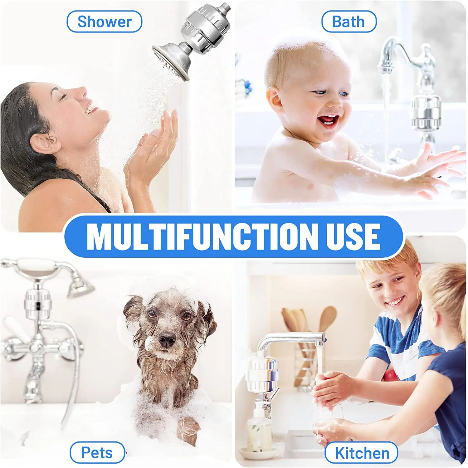 12 15 18 20 multi stage metal Shower Filter chlorine with Carbon KDF for Hard Water chrome water shower head filters