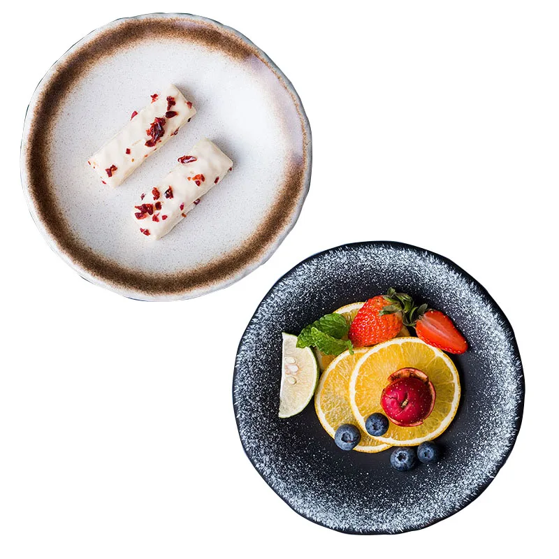 Japanese style Dim sum plate creative ceramic dish novelty Lotus leaf plate Circular plate