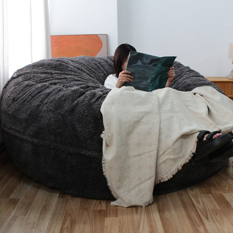 Skin Friendly Bean Bag Bed 6FT Giant Soft Velvet case Beanbag Sofa Bedroom Chair for Adults and Kids Living Room Furniture