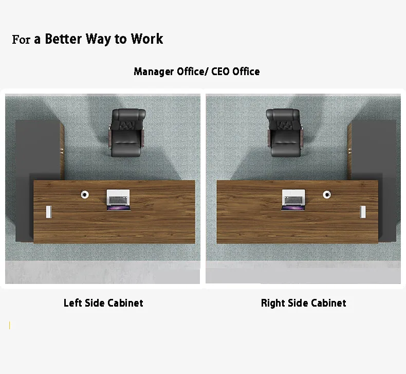 LANRAN Modern Design L Shaped CEO Boss Manager Executive Office Desk for Wood Office Furniture