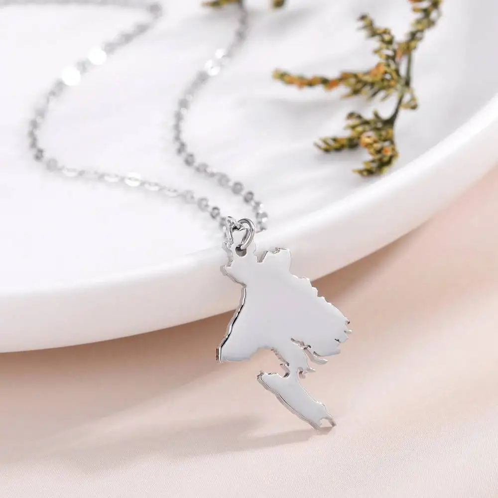 wholesale fashion jewelry custom stainless steel country map necklaces Bangladesh country map pendant necklace for men women