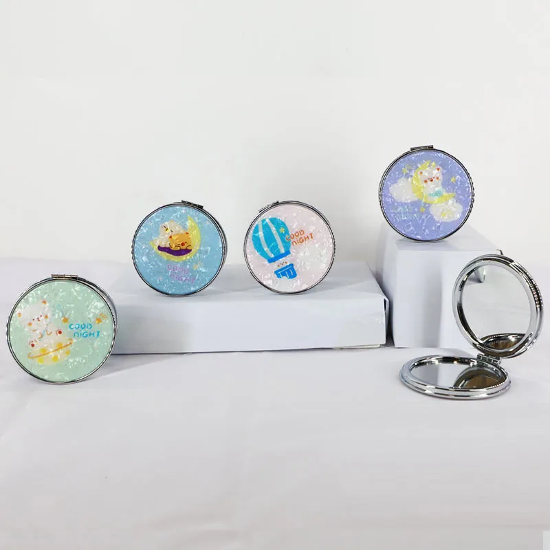 Wholesale Sanrios Anime Small Double-Sided Fluid Glitter Cosmetic Mirror Cute Portable Girls Makeup Mirrors