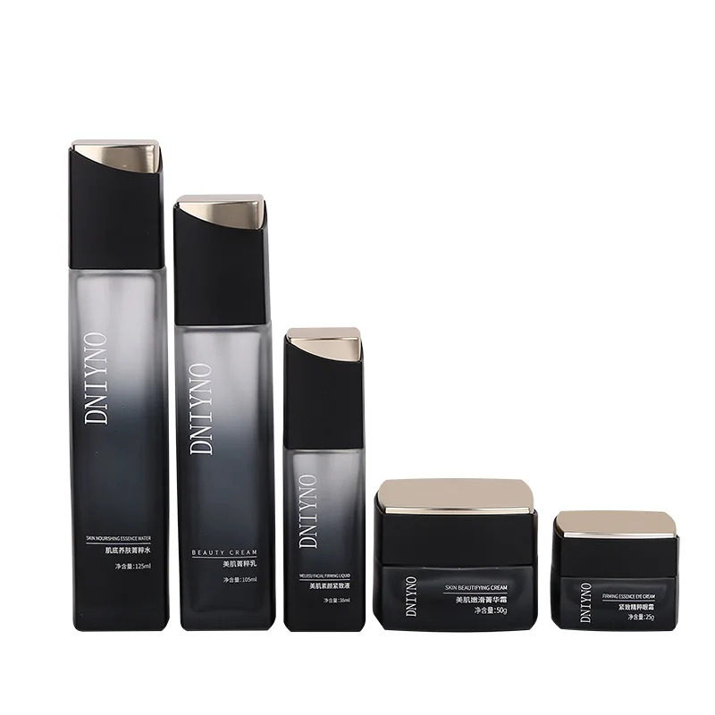 Water lotion bottle packaging material transparent frosted cosmetic glass set cream bottle 30g essence bottle