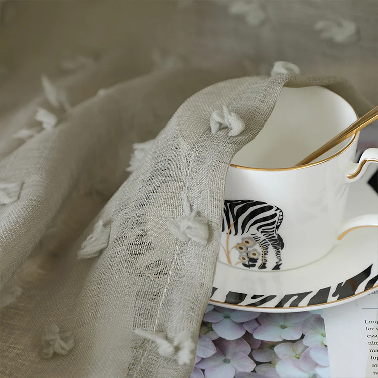 New arrival turkish sheer voile curtains fancy classical gray sheer home curtains for living room