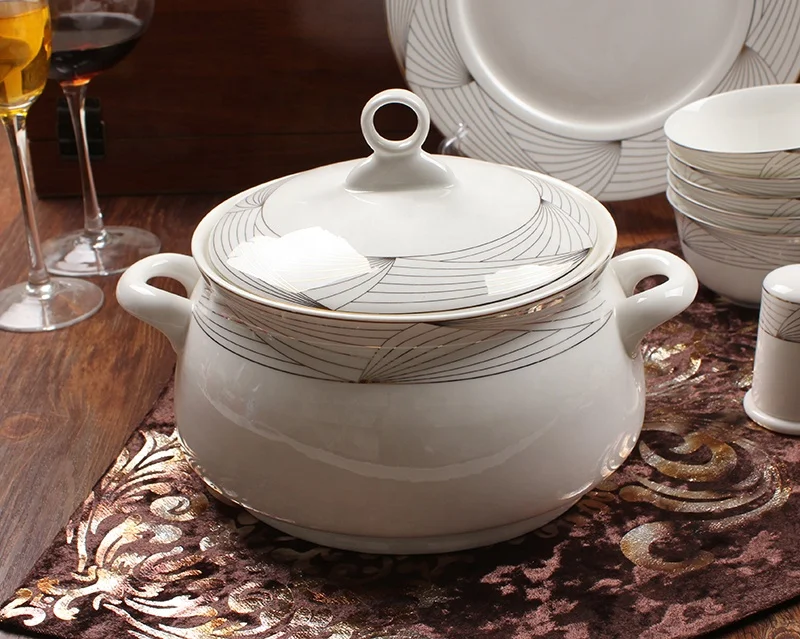 Factory supply new design 50pc bone china wedding dinnerware  crockery glazed royal porcelain dinner set