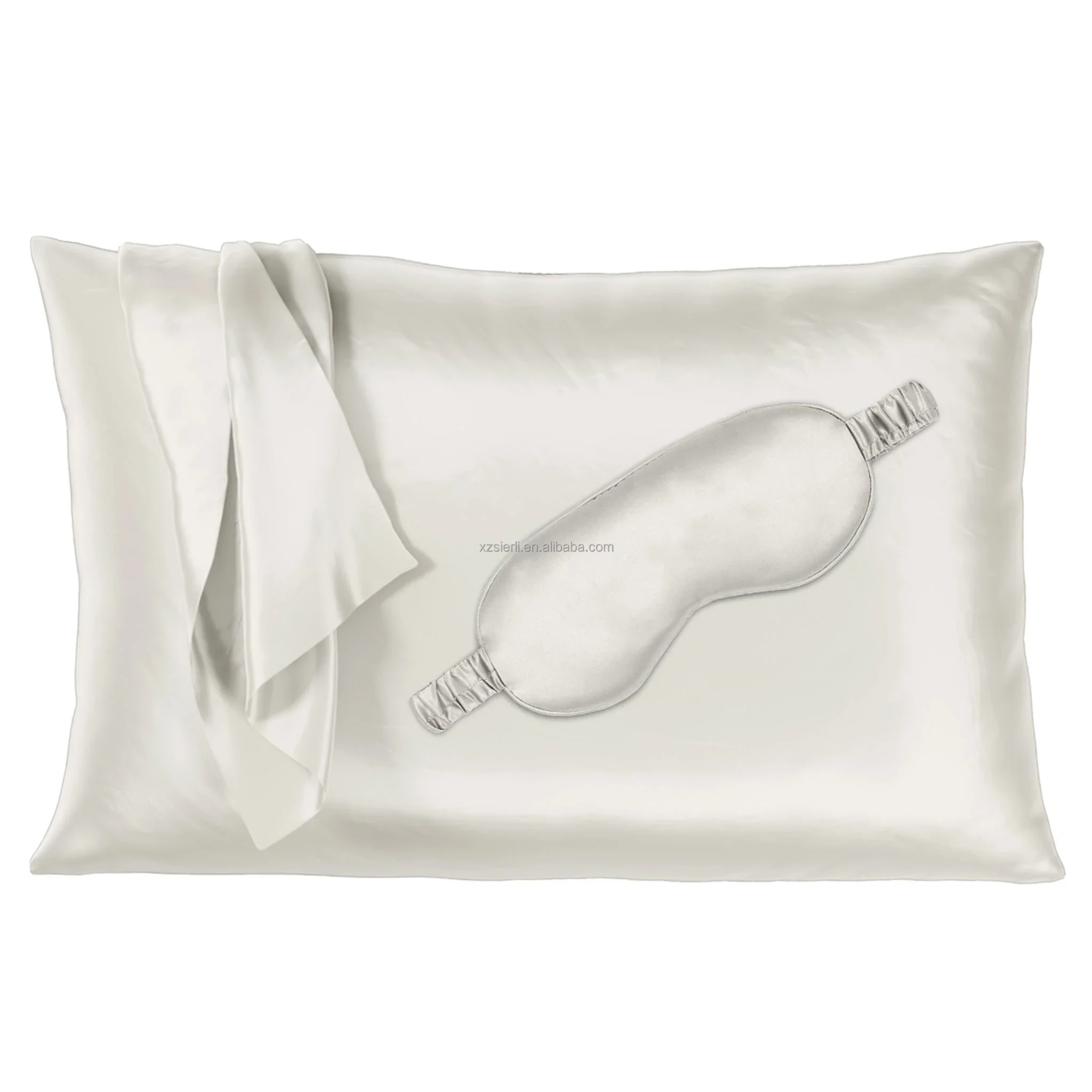 Custom luxury 100% pure silk hair scrunchies pillowcase and eye mask set with box