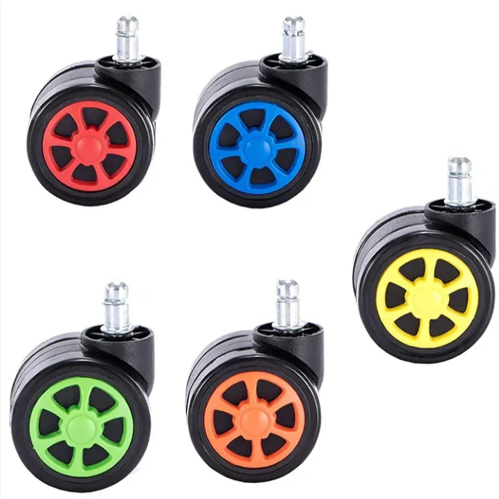 60mm Mesh Chair Castors Swivel Wheels Five Color Replacement Furniture Wheels for Office & Kitchen Plate Mounting 50mm Diameter