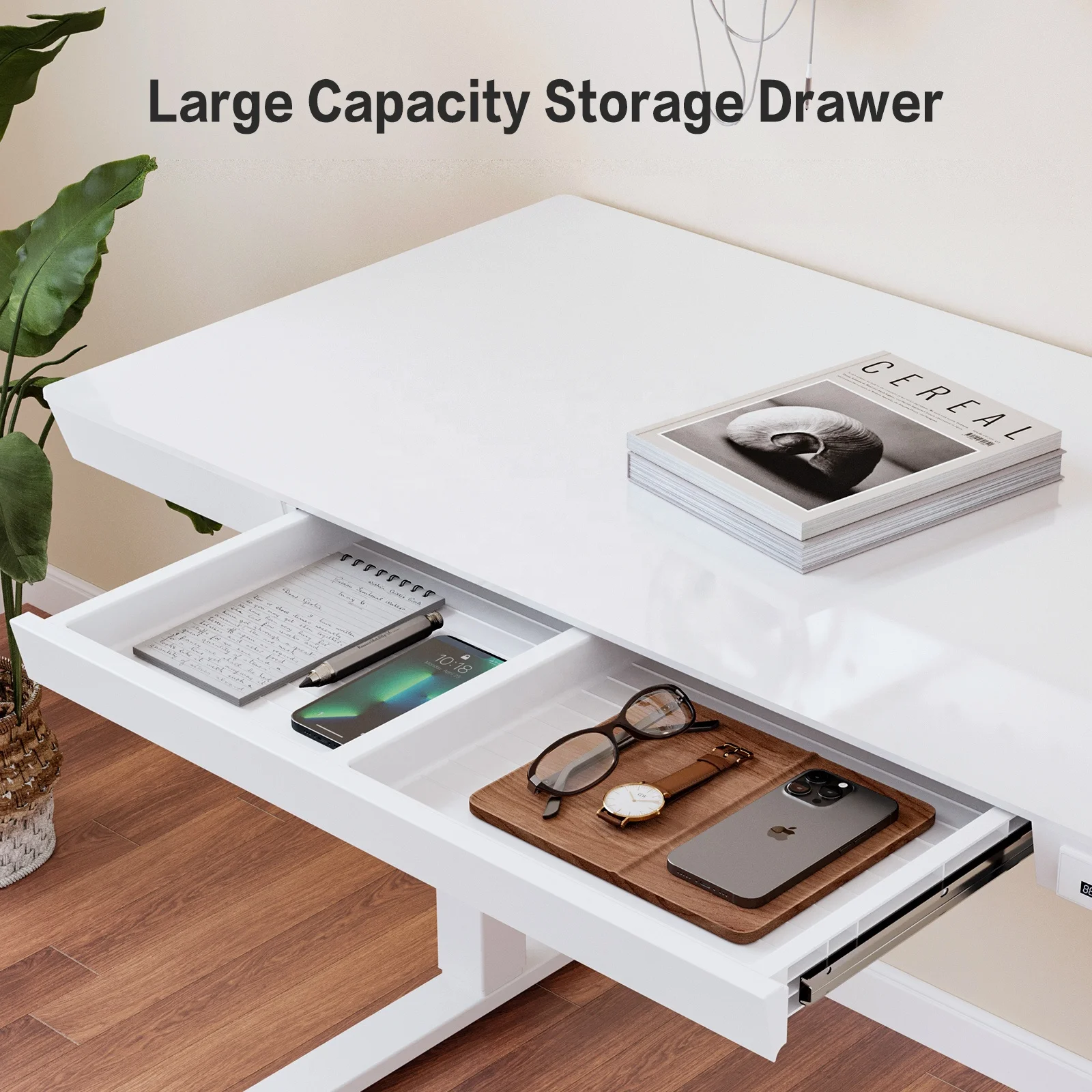 V-mounts Tempered Glass Desktop height adjustable office desk with 3-position pre-settable memory buttons JSD5-01-G4