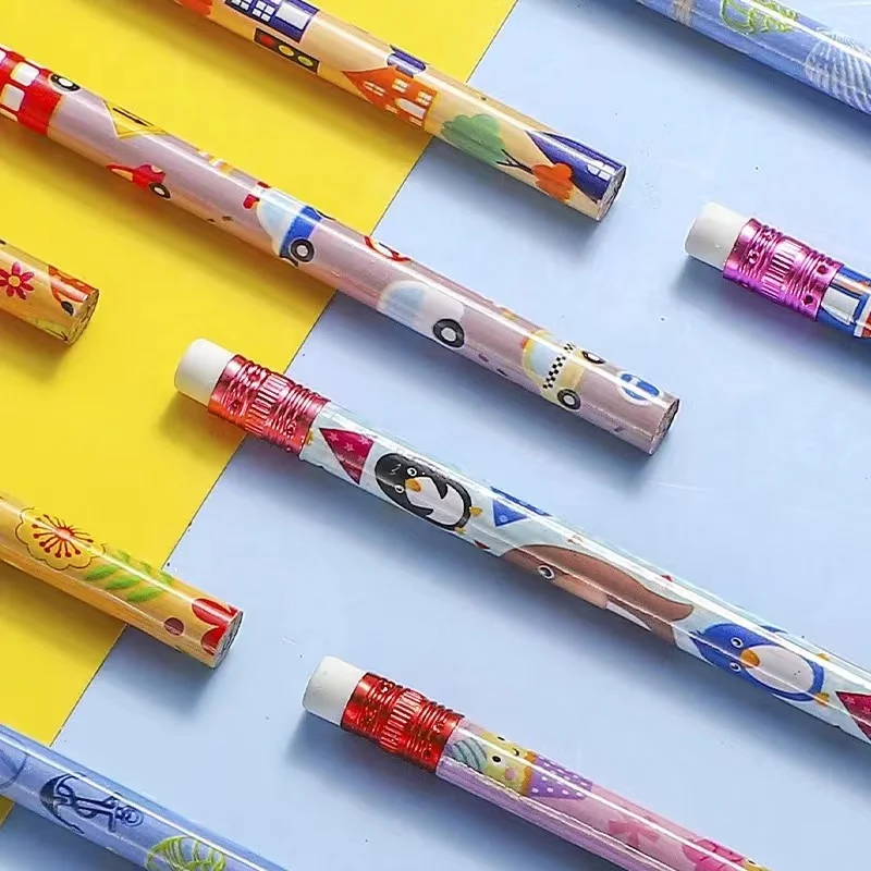 student nice pencil with eraser China stationary factory cheap wholesale black wooden pencil custom HB wood pencil for OEM