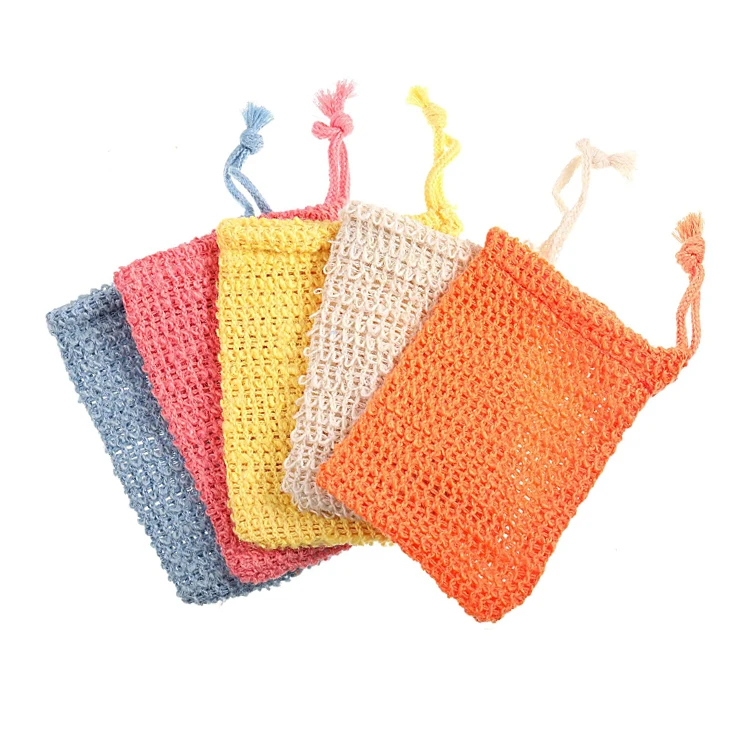 Natural Fiber Sisal Soap Bag For Foaming And Body Scrubing Exfoliation Soap Saver