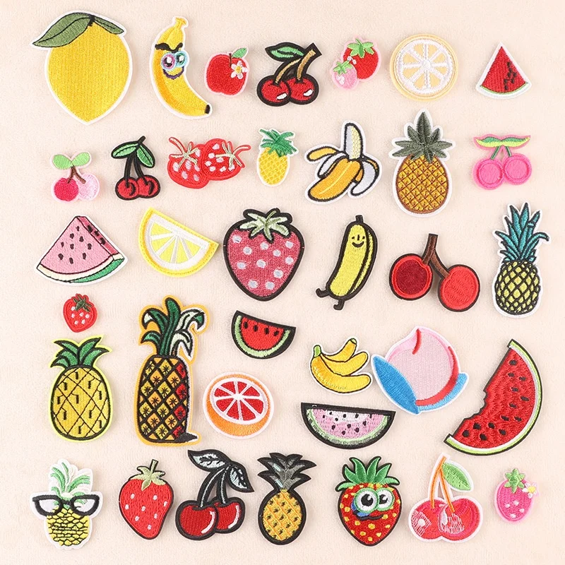 Wholesale Custom Various Delicious Fruit Patches Iron on Embroidery Patches for Kids DIY Clothing Decoration Bag