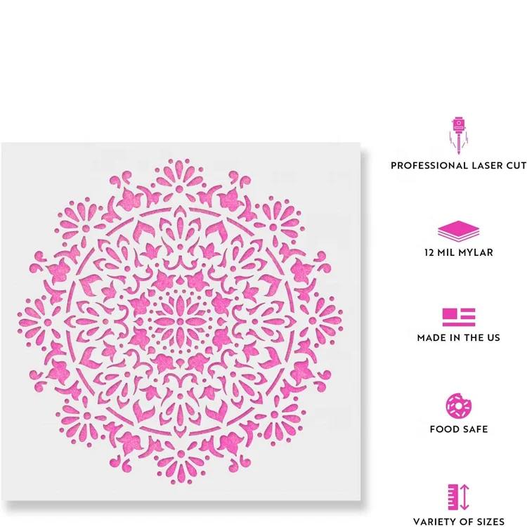 Большой трафарет с мандалой 30 х30 см