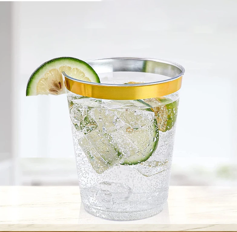 300 ml 10 oz Party rose gold disposable ps plastic drink cup water beer cup