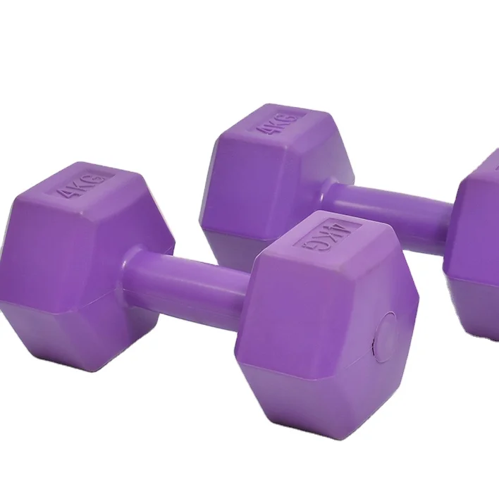 Online buy Made in China high quality cheap Plastic Cement Sand Filled Hexagon Dumbbell 10kg 15kh
