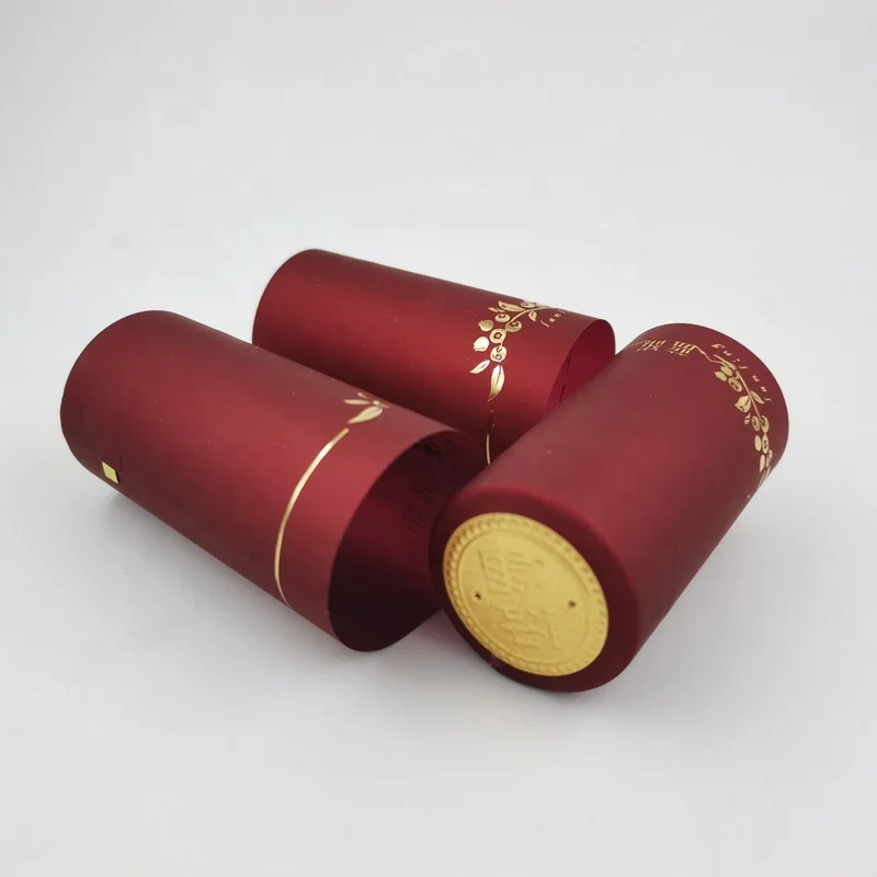 Customize PVC Heat Shrink Caps Seal For Champagne Wine Liquor Bottle Cap Shrink Wrap With Tear stripe