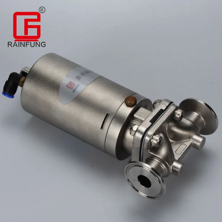 Гигиенический тройной мембранный клапан из нержавеющей стали, 1 дюйм, пневматический привод SS316L