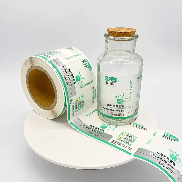 Custom printed cosmetics essential oil sticker waterproof adhesive vinyl skin care products hair oil packaging label