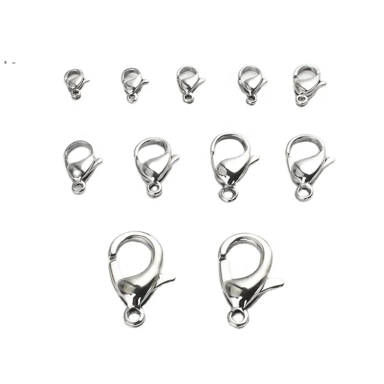 OUMI Curved Lobster Clasps Lobster Claw Clasps DIY Jewelry Fastener Hook Necklace DIY Fasteners Silver Plated 7x12mm ZZL-000113