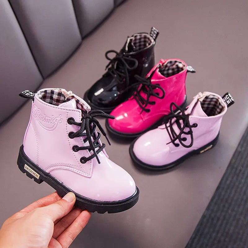 
Vintage new fashionable cute girls PU quality winter zip boots fancy flower boots kids booties 