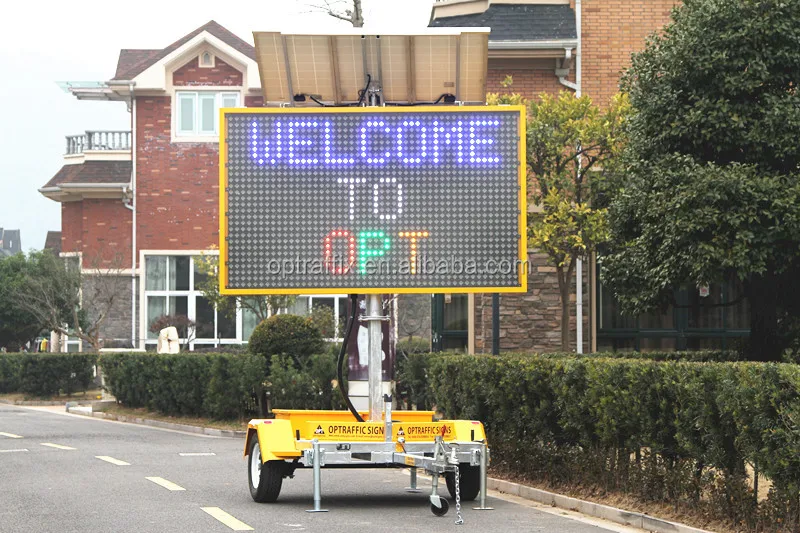 Roadway Safety AMBER & 5-COLOR Outdoor Portable LED Electronic Words Image Animation Display Variable Message Signs Trailer