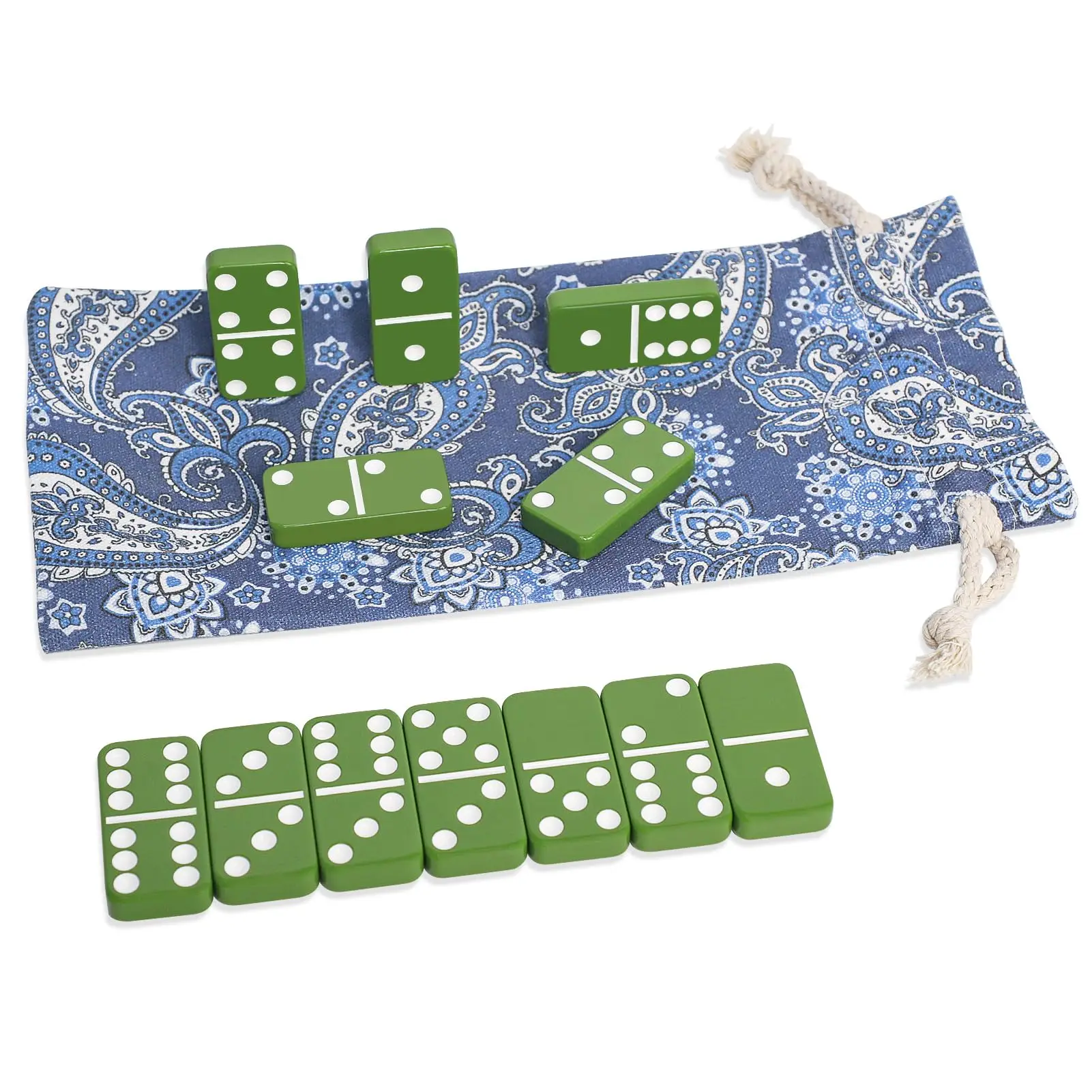 Custom Double Six Dominoes Tile Plastic Anti-fade Green Plastic Domino Game Set for Casnio Games