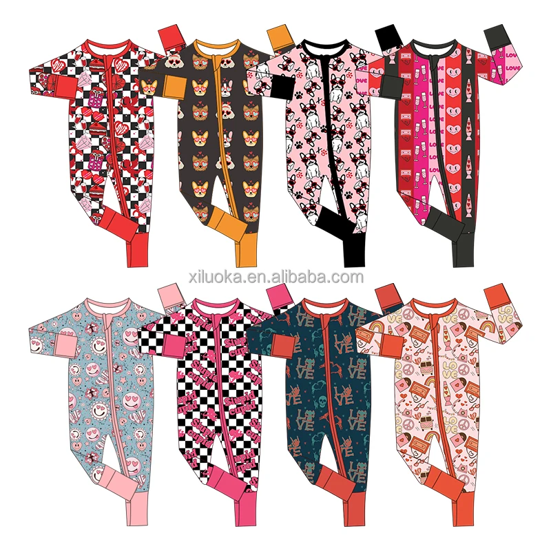 Global trendy Wholesale Sustainable bamboo spandex pajamas baby zippy Breathable sleeping jumpsuit all custom accept