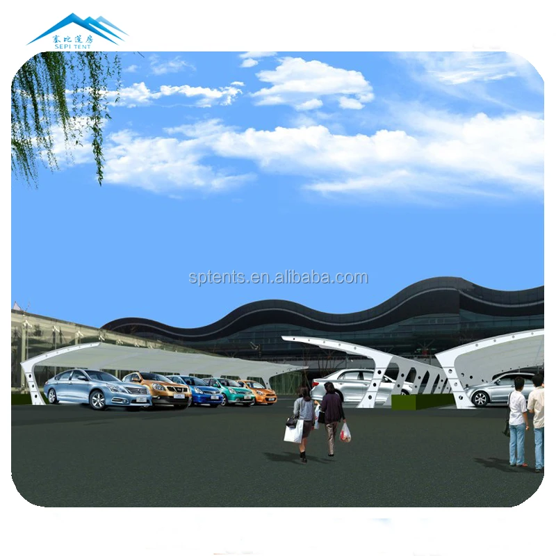 Customized size  metal frame PVDF strong and sturdy canopy carport garages canopies parking garage car system