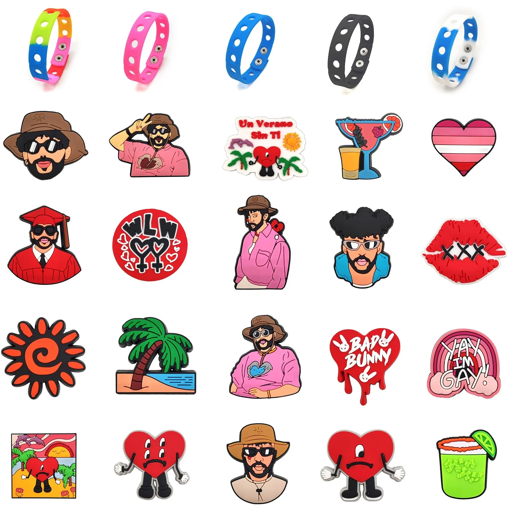 Custom Croc Charms Bad Bunny Croc Charms Shoe Decorations For Crock Charms